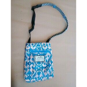 Kavu Keep Along Semi Padded Crossbody Rope Bag Blue Pink Outdoors  Geometric